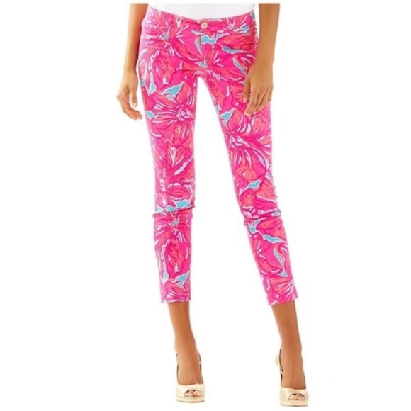 Lilly‎ Pulitzer Kelly Textured Ankle Stretch Dress Pants Flirty Sea Preppy - Picture 2 of 8